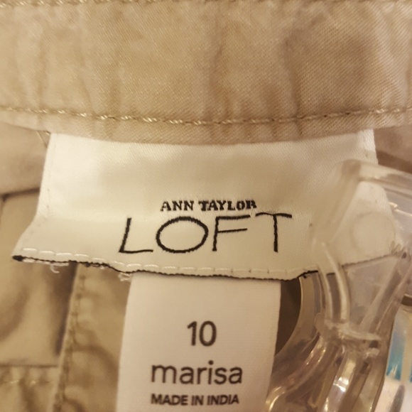 AnnTayor Loft 💙Khaki Capris Drawstring Waist - Picture 3 of 4